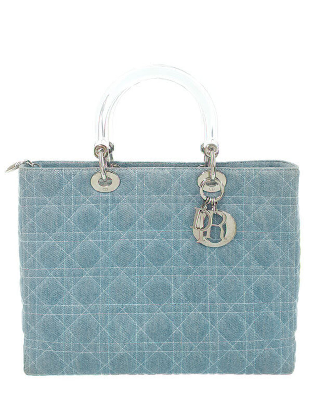 Christian Dior Lady Dior bag clear acrylic top handles Blue